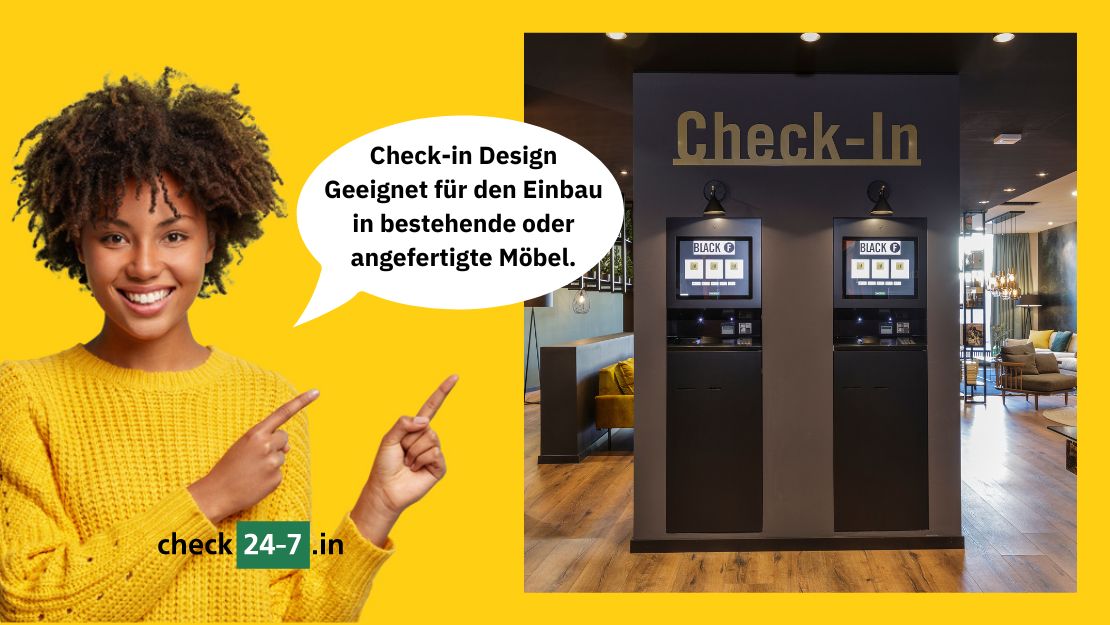 Check-in Design Terminal eingebaut in maßgeschneiderte Möbel
