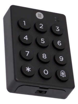 Schwarzes Bluetooth-Keypad mit Zifferntasten von 0–9 sowie Stern- und Glockensymbol